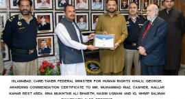 Care Taker Federal Minister for Human Rights Khalil George, Awarding Commendation Certificate